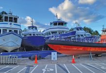 Blue Heron Cruises Fleet on Dry Land in Newly Constucted Dry Dock