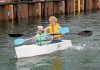 Cardboard Boat Races Begin With Starting Line Capsize