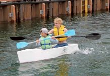 Cardboard Boat Races Begin With Starting Line Capsize