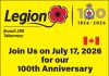 100th Anniversary Celebration at Tobermory Legion July 17
