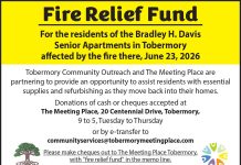 Tobermory Community Outreach Partners with Meeting Place to Offer Fire Relief Fund for Residents of Bradley Davis Apartments